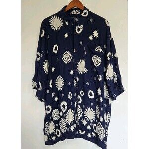 VTG Cafe Mens Shirt 2XL Blue Italy All Over Print Retro Summer Beach Vacation